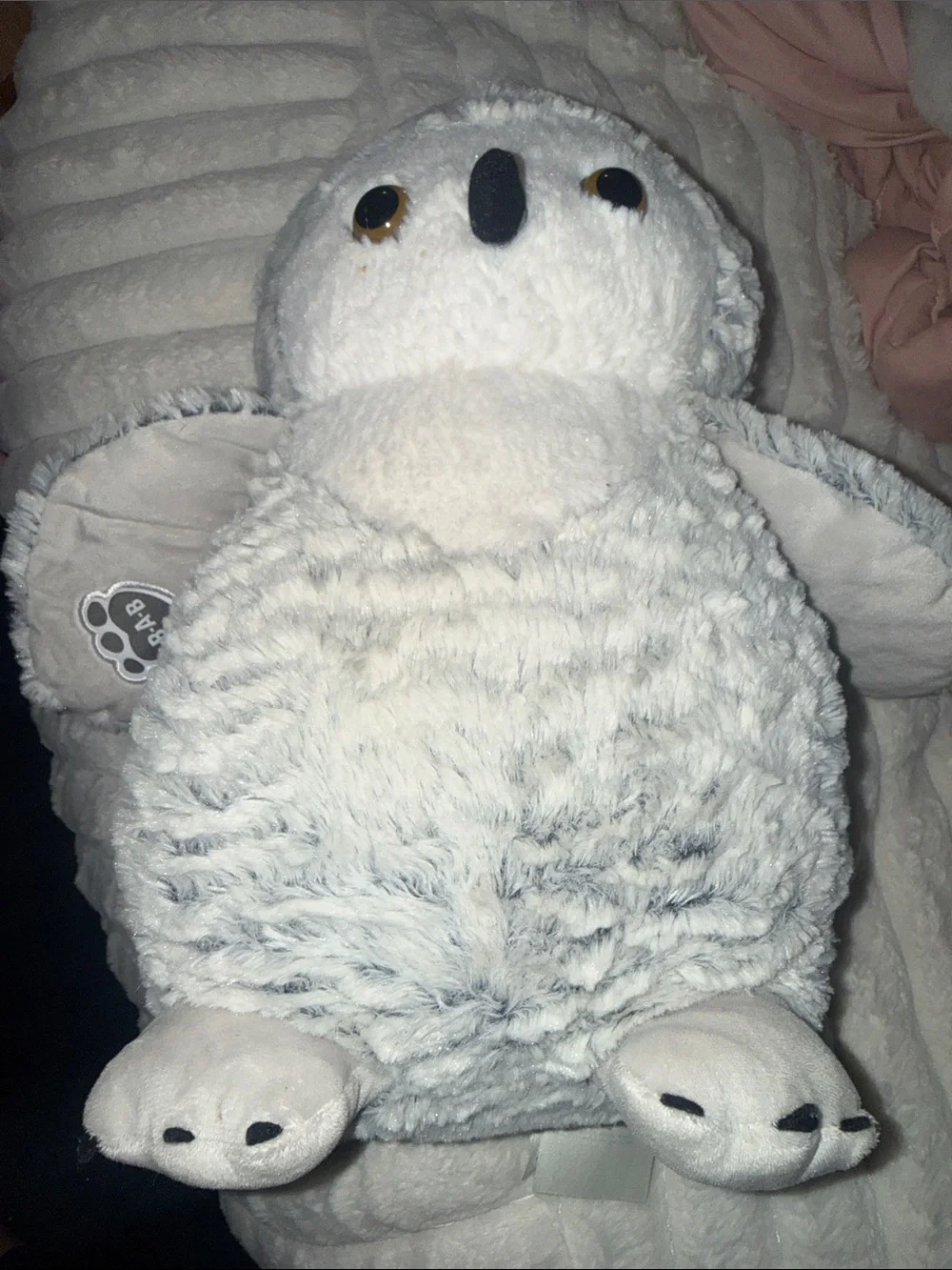 Plush White Gray Owl Stuffed Animal